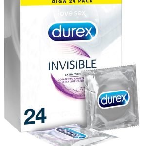 Durex Invisible Extra Lubricated 24 tk. kondoomid Durex Invisible Extra Lubricated 24 tk. kondoomi pakend