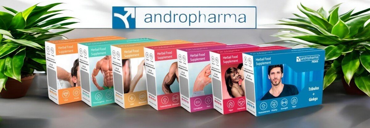 Penis Herbal Food Supplement afrodisaakumid Andropharma prekės ženklo puslapio iliustracija