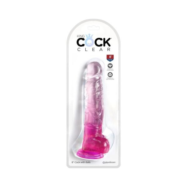 Clear 8“ Cock with Balls dildod, fallod 1 Clear 8“ Cock with Balls