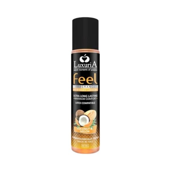 Feel Coconut & Melon 60 ml vaginaalsed libestid Luxuria Feel Coconut & Melon 60 ml – veepõhine maitsestatud orallibesti, kookose ja meloni maitsega pudeli esivaade