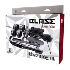 Dream Toys BLAZE ULTIMATE BONDAGE SET bdsm ja fetišikaubad 1 Blaze Ultimate Bondage Set – pilnas BDSM rinkinys, juodi aksesuarai dėžutėje