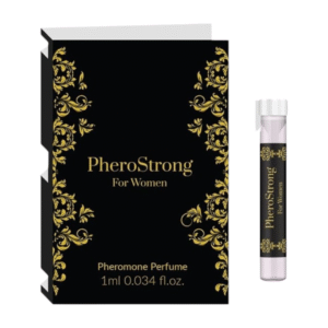 Tester PheroStrong Strong For Women 1 ml naiste feromoonid 1 PheroStrong Strong moterims 1 ml – feromonų testeris, mini buteliukas iš arti