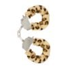 Furry Fun Cuffs Leopard – žaismingi fetišo antrankiai dirbtiniu kailiuku, 2 rakteliai