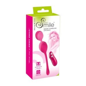 Sweet Smile Loveballs Remote Controlled tootekataloog 1 Sweet Smile Loveballs Remote Controlled - vibruojantys kėgelio kamuoliukai su nuotoliniu valdymu dubens dugno raumenims treniruoti ir maloniai stimuliacijai. Įsigyk i&scaron; Prezervatyvai.lt. ❤️